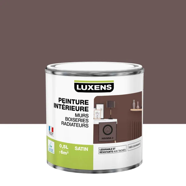 Peinture, mur, boiserie, radiateur, Multisupports LUXENS, havana 2, satin, 0.5 l