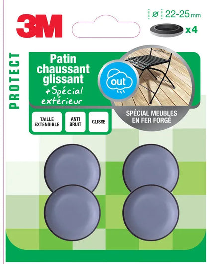 Assortiment 4 patins en plastique 3M Ø22 mm