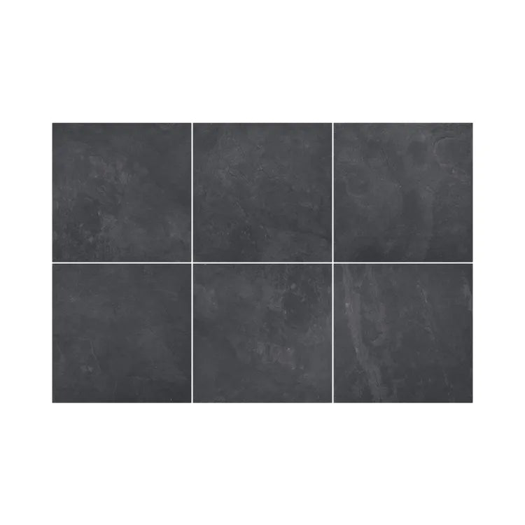 Carrelage mur / sol effet pierre noir Sicile l.60 x L.60 cm