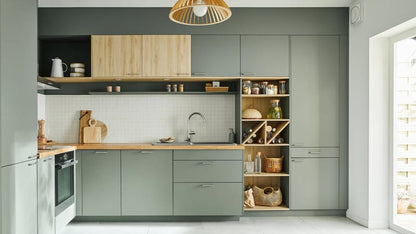 Façade de tiroir de cuisine Vienne gris vert mat H.25.3 x l.59.7 cm