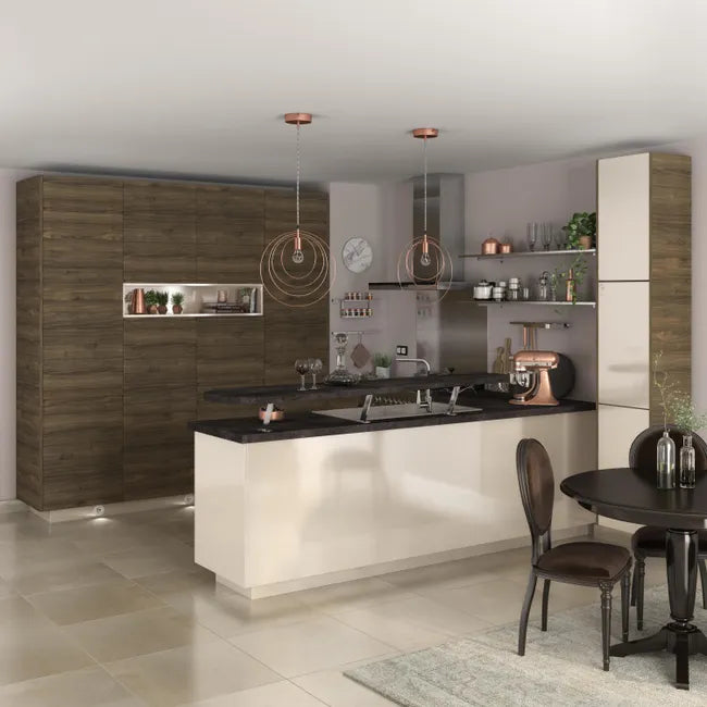 Façade de tiroir de cuisine Tokyo effet noyer mat H.12.5 x l.59.7 cm