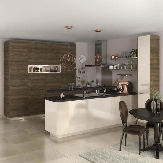 Façade de tiroir de cuisine Tokyo effet noyer mat H.12.5 x l.59.7 cm