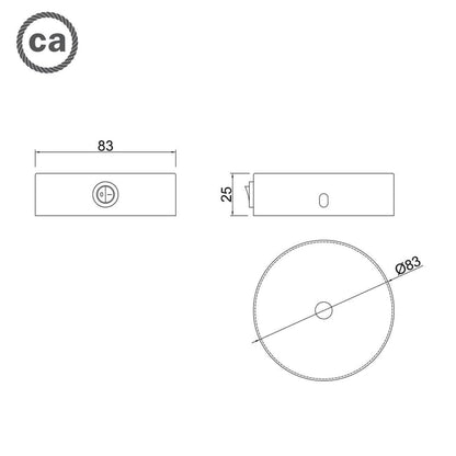 Kit mini rosace métal blanc, pour câble 10mm, D.8.3cm, avec interrupteur