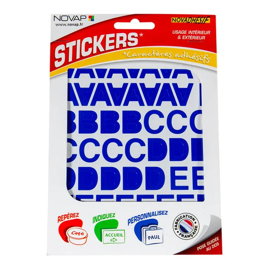 Planche de lettres autocollante plastifié H.2 x l.0.2 cm bleu