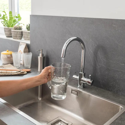 Mitigeur de cuisine chromé DELINIA Aline compatible système filtration d'eau