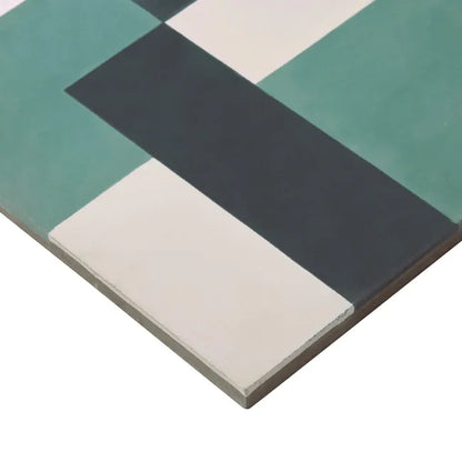 Carreau de ciment sol intérieur effet ciment vert clair, vert foncé, blanc Peoni