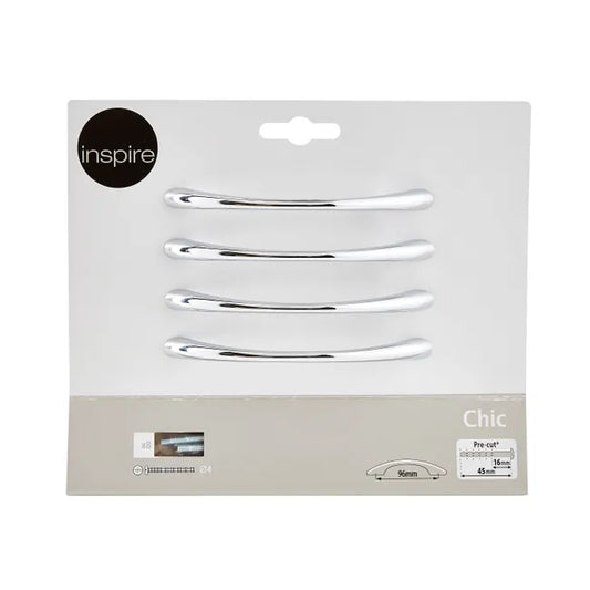 Lot de 4 poignées de meuble INSPIRE Delinia chrome l.8.4 x H.24.5 mm