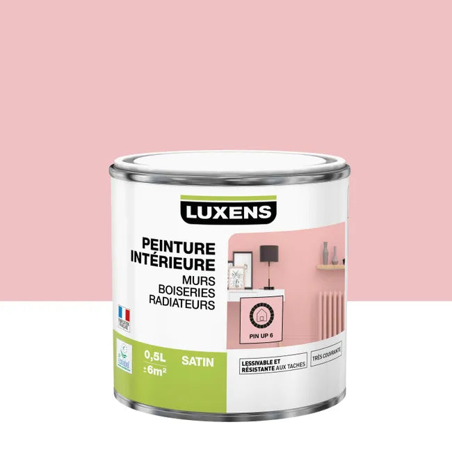 Peinture, mur, boiserie, radiateur, Multisupports LUXENS, pin up 6, satin, 0.5 l