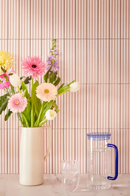 Carrelage mural relief rose brillant l.5 x L.20 cm Loulou